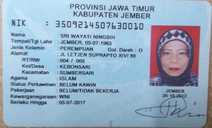 Ditemukan Lansia Terlantar Nama : Sri Wayati Ningsih Usia 55 Th  ( Terlantar ) Alamat : Jl. Letjen Suprapto XIV / 89 Rt. 004/005 Kel/Desa. Kebonsari Kec. Sumbersari Kab. Jawa Timur Posisi berada di <a href="/psbibangundaya2/">PSBI Bangun Daya 2</a>  Cipayung
Anda kenal?  Hub. 085715331014 ( Wendy)