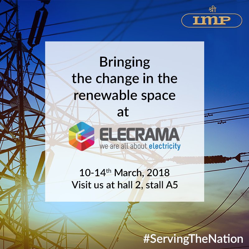 IMPPowersLTD's tweet photo. Everyone is relying on "Smart Technologies" to speed up growth! 
IMP POWERS is contributing by changing the renewable space with its revolutionary technology. Want to know more? Stay tuned to find out!  #IMPPowers #Elecrama2018 #FutureIsElectric #ServingTheNation @ElecramaLive https://t.co/IajBbv0vkB