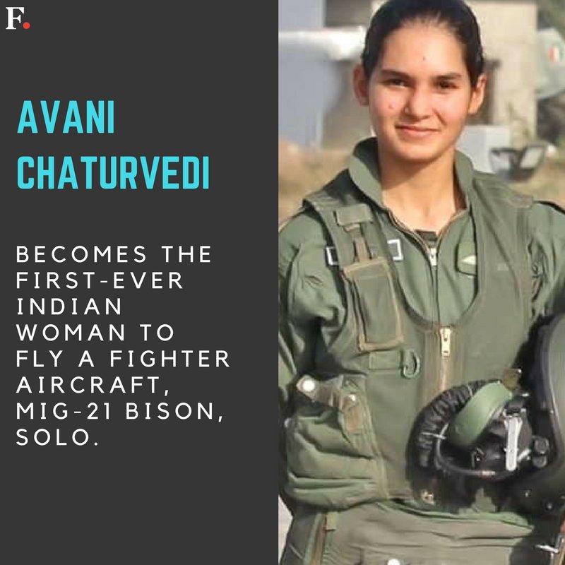 firstpost's tweet photo. #AvaniChaturvedi flew a fighter jet which has the highest landing and take-off speed of 340 kmph in the world. https://t.co/dvHrvdB1do