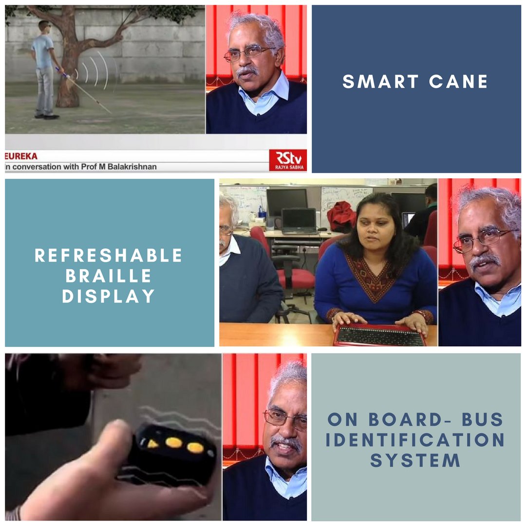 KritikalTalk's tweet photo. Empowering #visuallyimpaired with #innovative #assistivetechnology, Prof M. BalaKrishnan spoke about the inventions on #EurekaInterview aired by #RajyaSabhaTV. https://t.co/YUhEaWAm5T @iitdelhi @KritikalTalk #RefreshableBrailleDisplay #OnBoardSystem #SmartCane https://t.co/0d5U6hEGTV