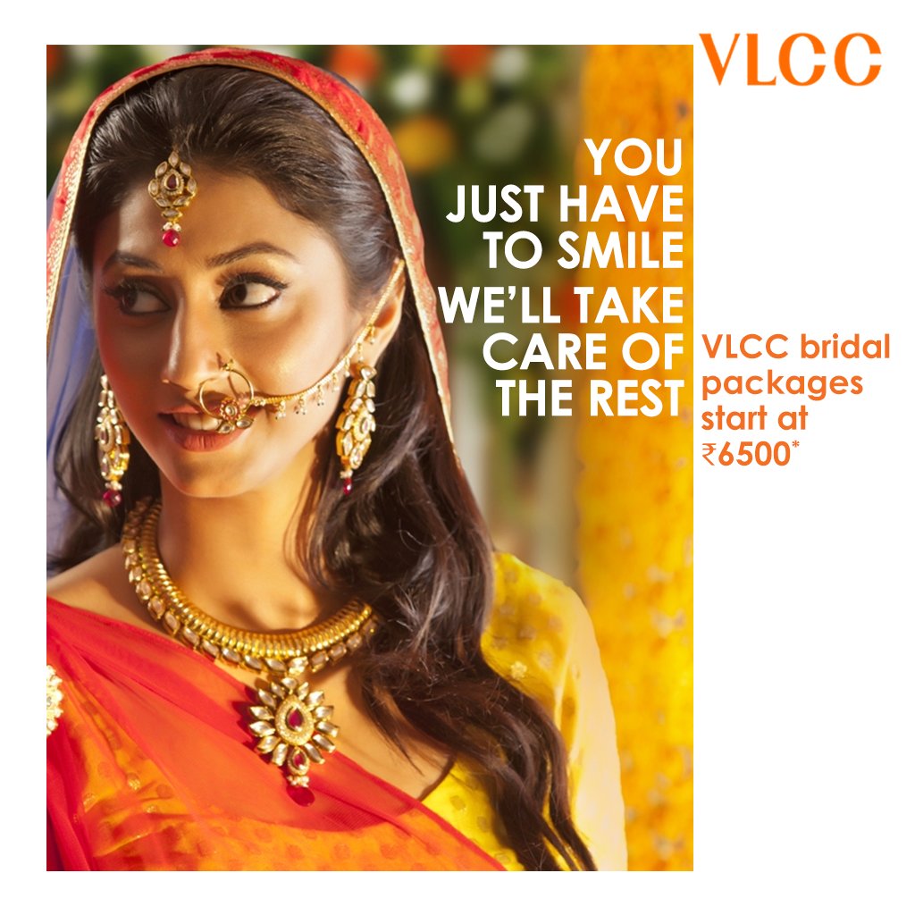 VLCCindia's tweet photo. We know the anxiety & excitement a #bride goes through. At VLCC we take care of all your #beauty woes so that on your big day you just need to smile. Please note #VLCCbridal & pre bridal packages start at ₹6500 only. Book now https://t.co/uRIBmSrsOv #VLCCMakeup #VLCCSkinExpert https://t.co/hvC2M81Z5H