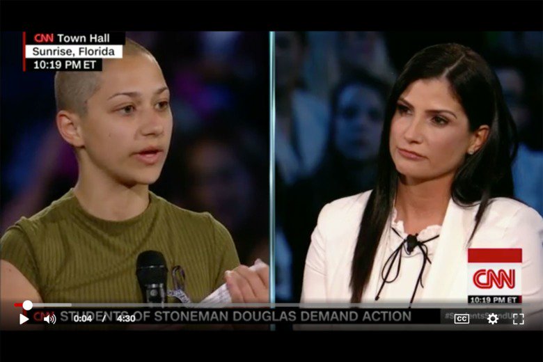 Slate's tweet photo. Dana Loesch told Parkland students the NRA supports background checks. That’s very disingenuous! https://t.co/ZlTbR0CDMl https://t.co/tFeUWe79NB
