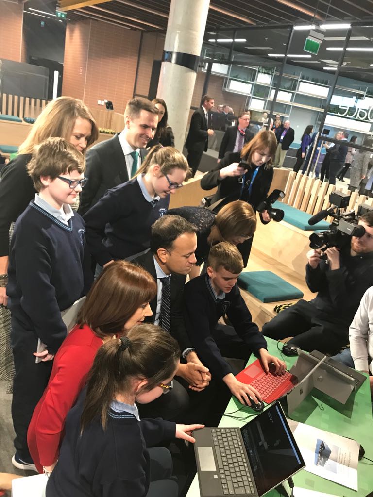 IDAIRELAND's tweet image. Pics from the official opening of the new €134 million Microsoft Campus One Microsoft Place, in Dublin
 #MicrosoftLifeIreland @Microsoftirl @campaignforleo @cathrih and @PeggyJ of @Microsoft and @MartinDShanahan