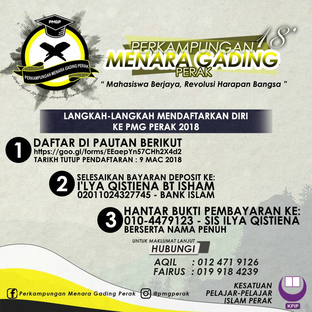 Positive_Day_'s tweet image. Assalamualaikum semua! Berita baik kpd lepasan SPM, STPM dan juga STAM. PMG Perak 2018 kembali lagi gaiss 🙌🎉🎉

Pelbagai manfaat akn diperoleh drpd PMG nih! Jadi, apa tunggu lagi? Ayuh mendaftar segera! 

Klik link utk mendaftarkn diri ✨
goo.gl/forms/EEaepYn5…

#pmgpk18
#kpip