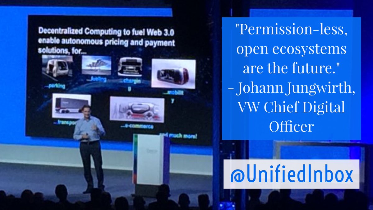 "What follows #selfdriving cars? #SelfPaying cars!" - <a href="/VW/">Volkswagen</a> #ChiefDigitalOfficer <a href="/JohannJungwirth/">Johann Jungwirth</a> closing out #BCW18 today in #Berlin (learn about #Bosch's #ConnectedMobility strategy at bosch.com/explore-and-ex…). 🚗 #AutonomousVehicles #IoT #AI #BCX18 #eMobility #DLT #IOTA #MaaS
