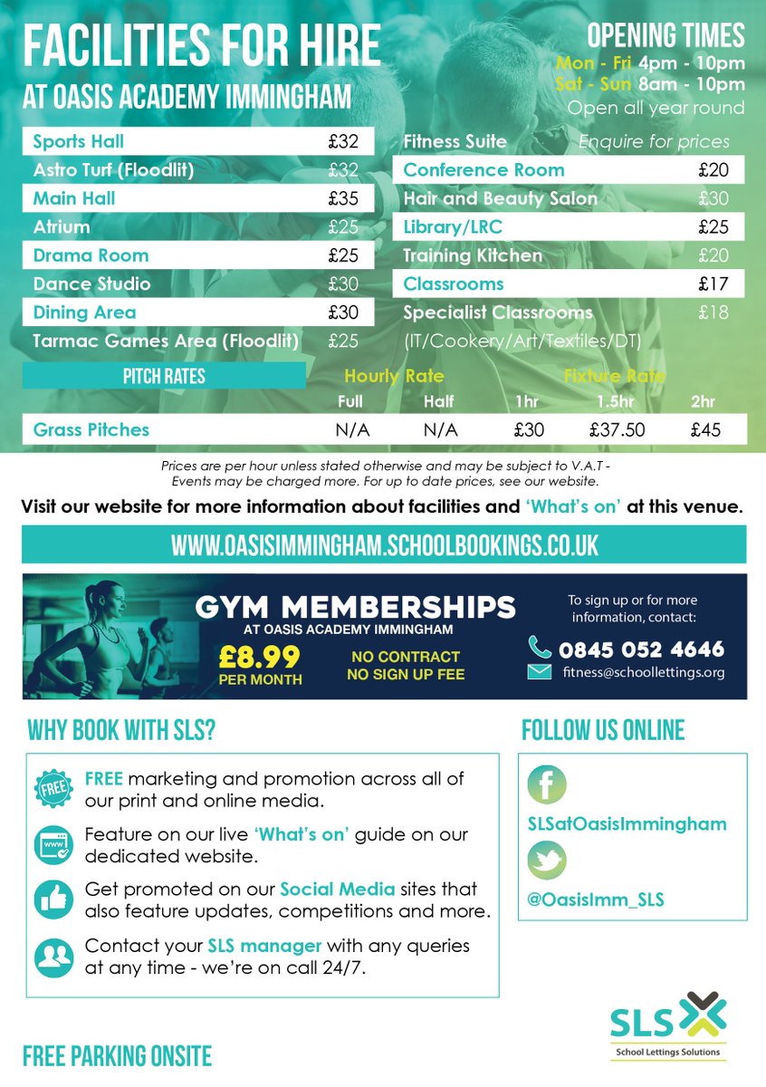 Over at Oasis Immingham Academy we have some amazing facilities for you to hire for 2018!!!.Check out our new flyer #training #sport
oasisimmingham.schoolbookings.co.uk