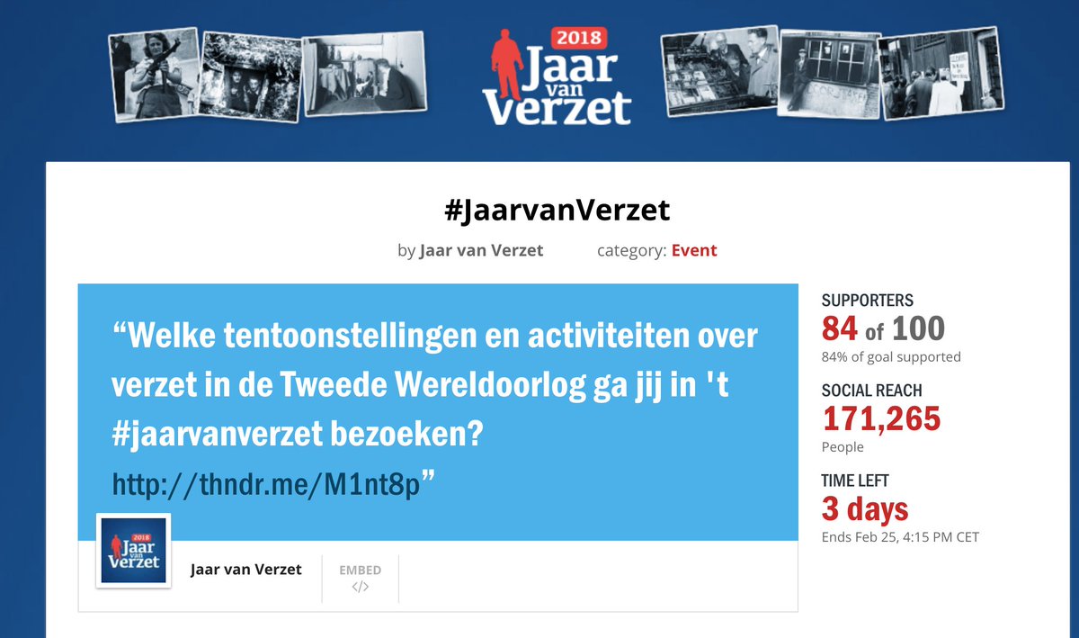 tessafree's tweet photo. We zijn er bijna! Wie doet er mee met de Thunderclap van het @jaarvanverzet? Schrijf je in via https://t.co/CVBeiMgzDR https://t.co/MtJy0QhJt6