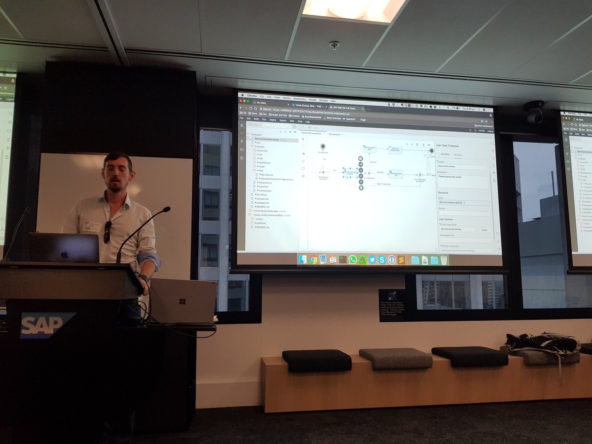 JLante's tweet photo. Great overview of SAP workflow in the cloud by @_jorgt at #sitbne https://t.co/0hLa6ZjqGe