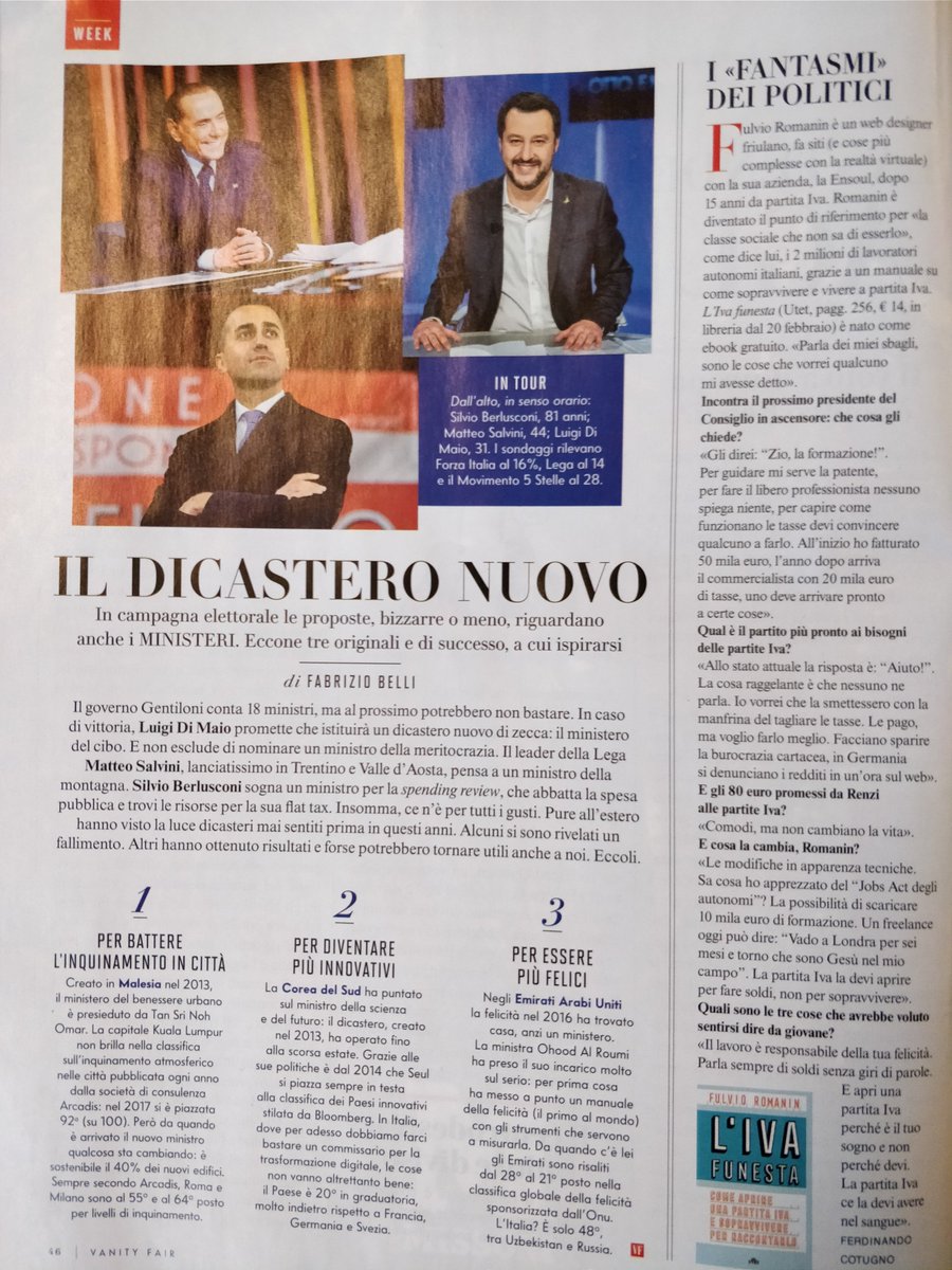 FulvioRomanin's tweet photo. visto che, a scapito dei titanici sforzi della mia signora, ho il buon gusto estetico di Kim Jong Un, considero il fatto di finire sulle pagine di @VanityFairIt una specie di miracolo. Grazie @FerdinandoC per l'intervista, divertente quanto accurata. #ivafunesta #utetlibri https://t.co/JOqVShfXWt