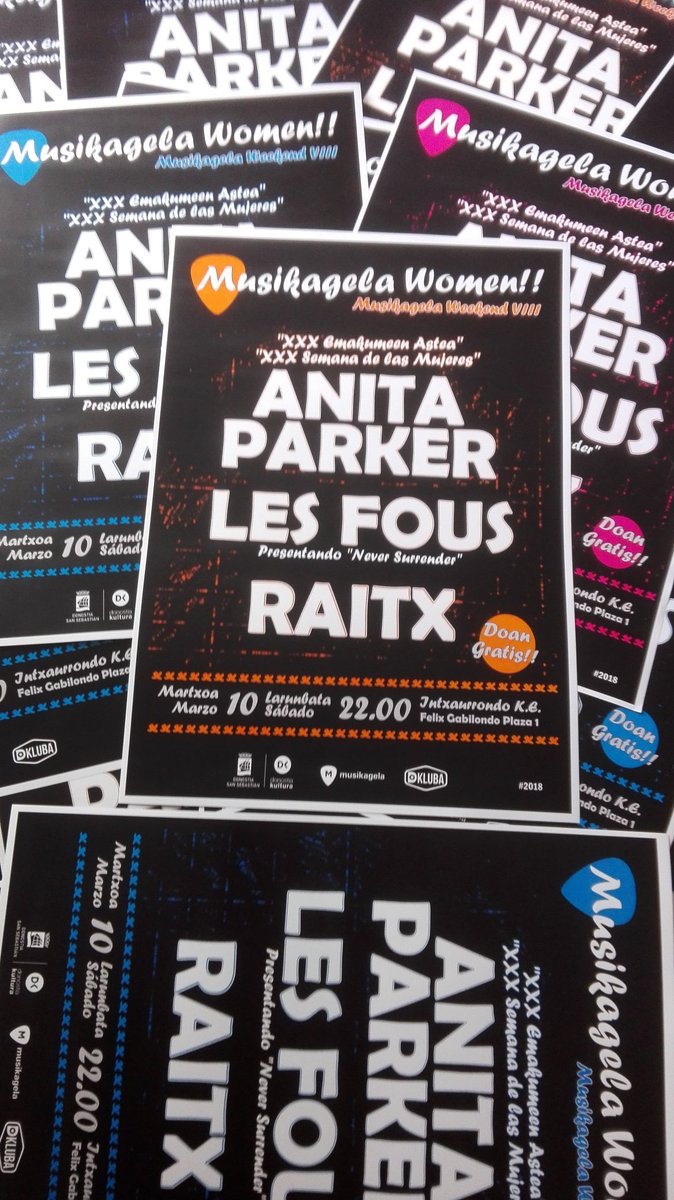 BWProlleckzioms's tweet image. ¡¡En 15 días!! #MusikagelaWomen con @anitaparkergara + @LFous + Raitx. 
Fiesta #XXXSemanadelasMujeres en #IntxaurrondoKE 10/3/2018. 22h
*Entrada libre hasta completar aforo
@dkluba_ #Musikagela @donostiakultura