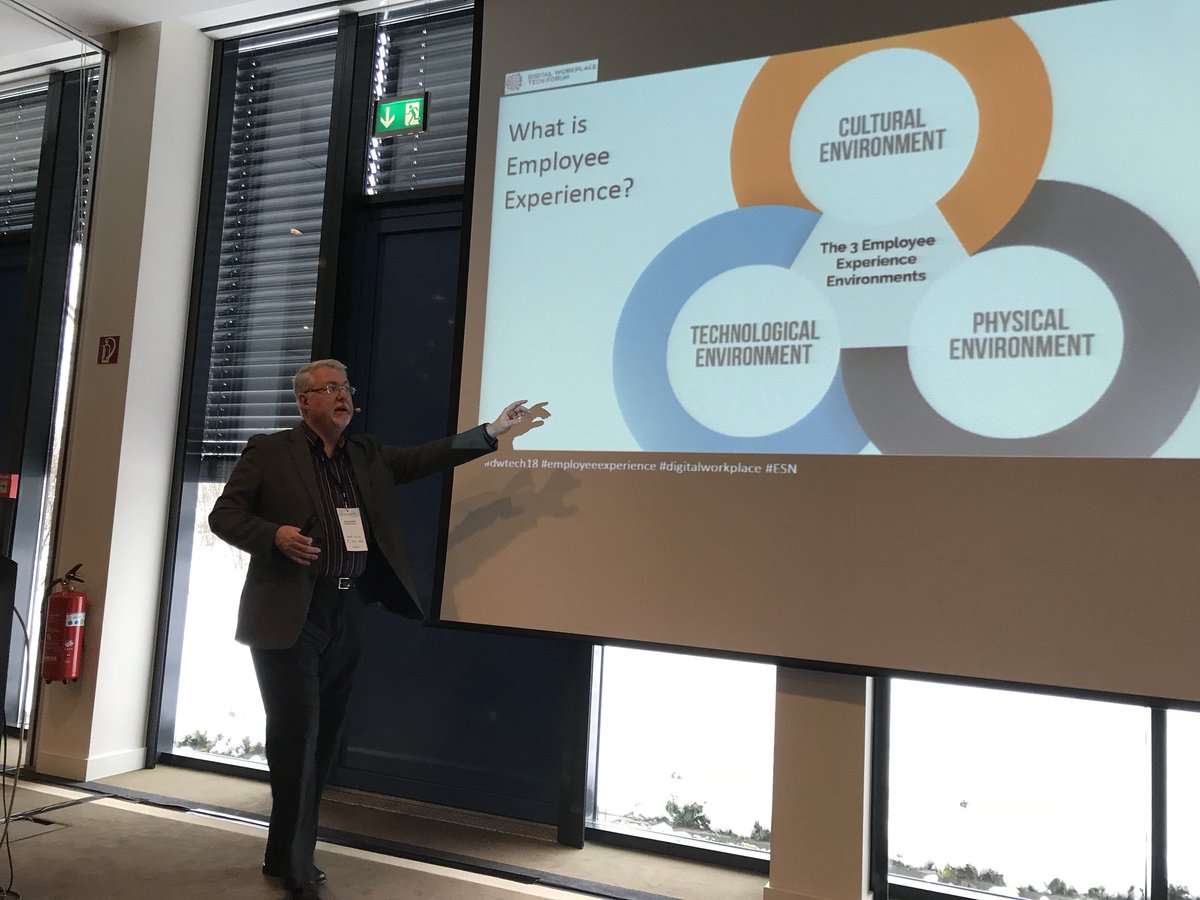 DWG's tweet photo. RT @sammarshall: #employeeexperience is emerging as the main organising principle of the #digitalworkplace says @dhinchcliffe at #dwtech18 https://t.co/sU8dMsx6U3