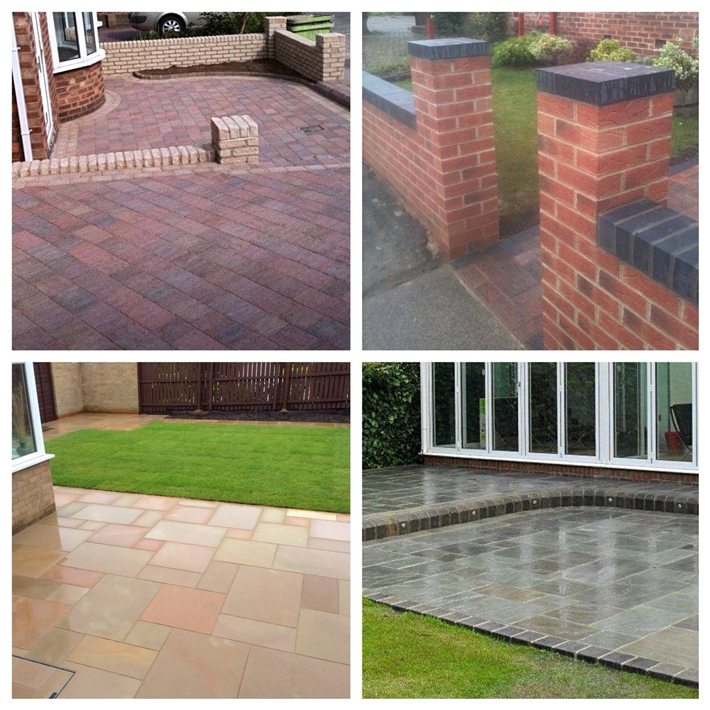 SBSBlockPaving's tweet photo. New brick walls, Marshall's traditionally tegular, Marshall's sawn flags,  Marshall's Indian sandstone with lights fitted on edging https://t.co/QH0kTkvK5h