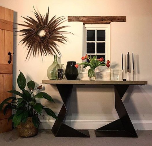 Our concrete and steel console table at the home of her very happy new owners #bespoke #interiordesign