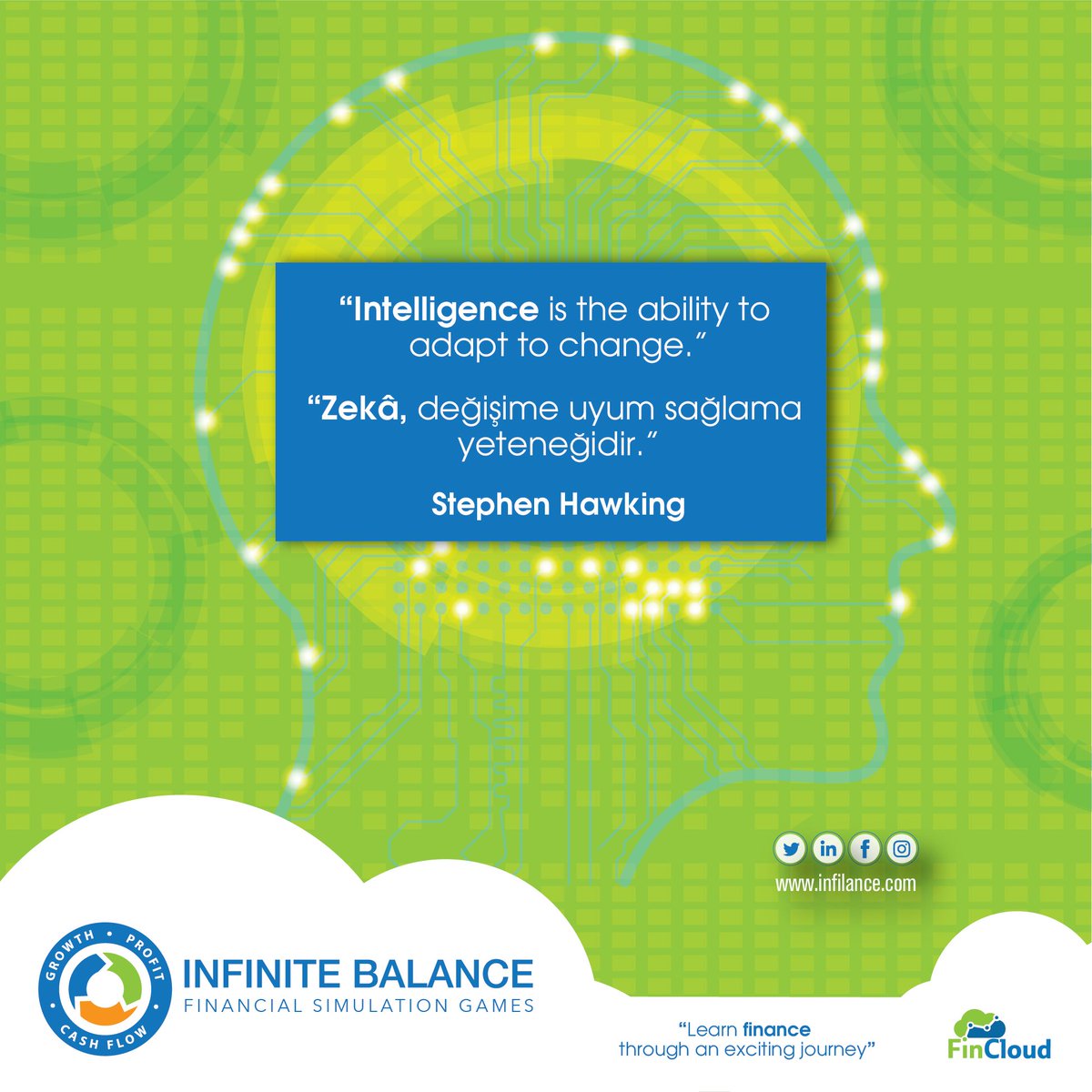 fincloud_crm's tweet photo. “Intelligence is the ability to adapt to change.”
“Zekâ, değişime uyum sağlama yeteneğidir.”
#StephenHawking
#fincloud #infinitebalance #finans #Finance #bütçeyönetimi #Budget2018 https://t.co/abbANZS2M2