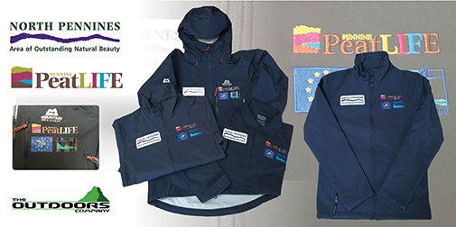 This Ogre Jacket from <a href="/MTNEQUIPMENT/">MOUNTAIN EQUIPMENT</a> looks fab personalised with this impressive array of logos for the @NorthPennAONB Partnership. Great to know the project staff working on European LIFE funded project <a href="/PenninePeatLIFE/">Pennine PeatLIFE</a> will be warm &amp; protected out on blanket bog and peatland!