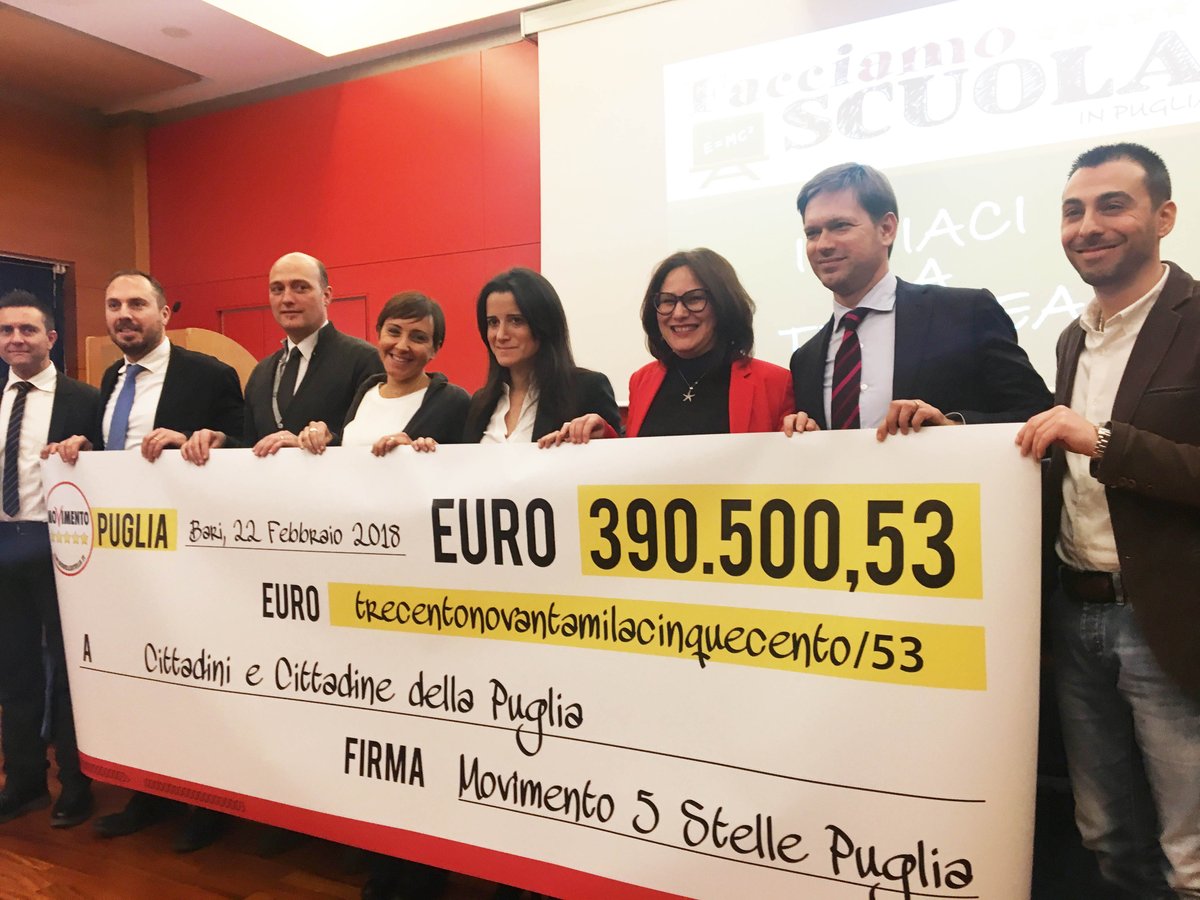 2° #RestitutionDay #M5S #Puglia oltre 390.000€ donati ai cittadini grazie al taglio dei nostri stipendi. Abbiamo aiutato le pediatrie pugliesi e ora vogliamo aiutare le scuole della nostra regione. Come? LO DECIDI TU su puglia5stelle.it/facciamoscuola . #FacciAmoScuola
