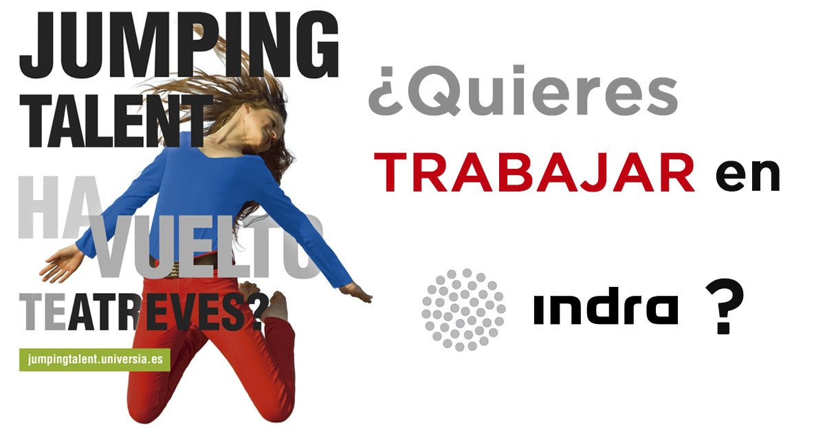 UABciencies's tweet photo. En @IndraCompany somos líderes a nivel mundial en el desarrollo de soluciones tecnológicas integrales y estaremos en #JumpingTalent2018 buscando el mejor talento, a que esperas?? @UABBarcelona @FCienciesUAB
>>https://t.co/QP972H6qHa https://t.co/tdQyZyznRt