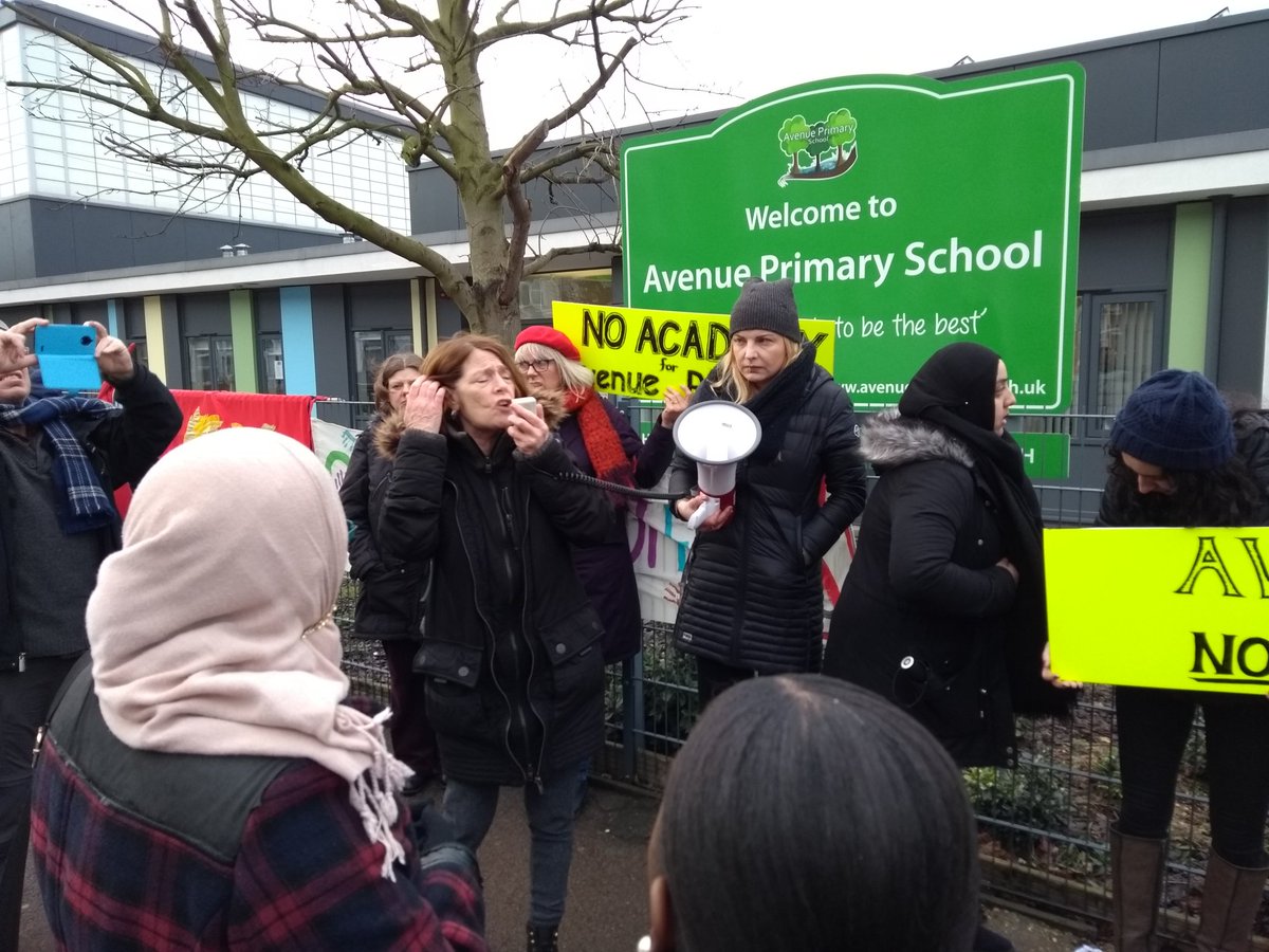 At Avenue Primary 134 parents and 44 teachers and TAs voted against academisation, 4 parents and 11 teachers voted For academisation. School leaders decided that they had a mandate to academise. Totally unfair. That's why they're on #NewhamSchoolStrike