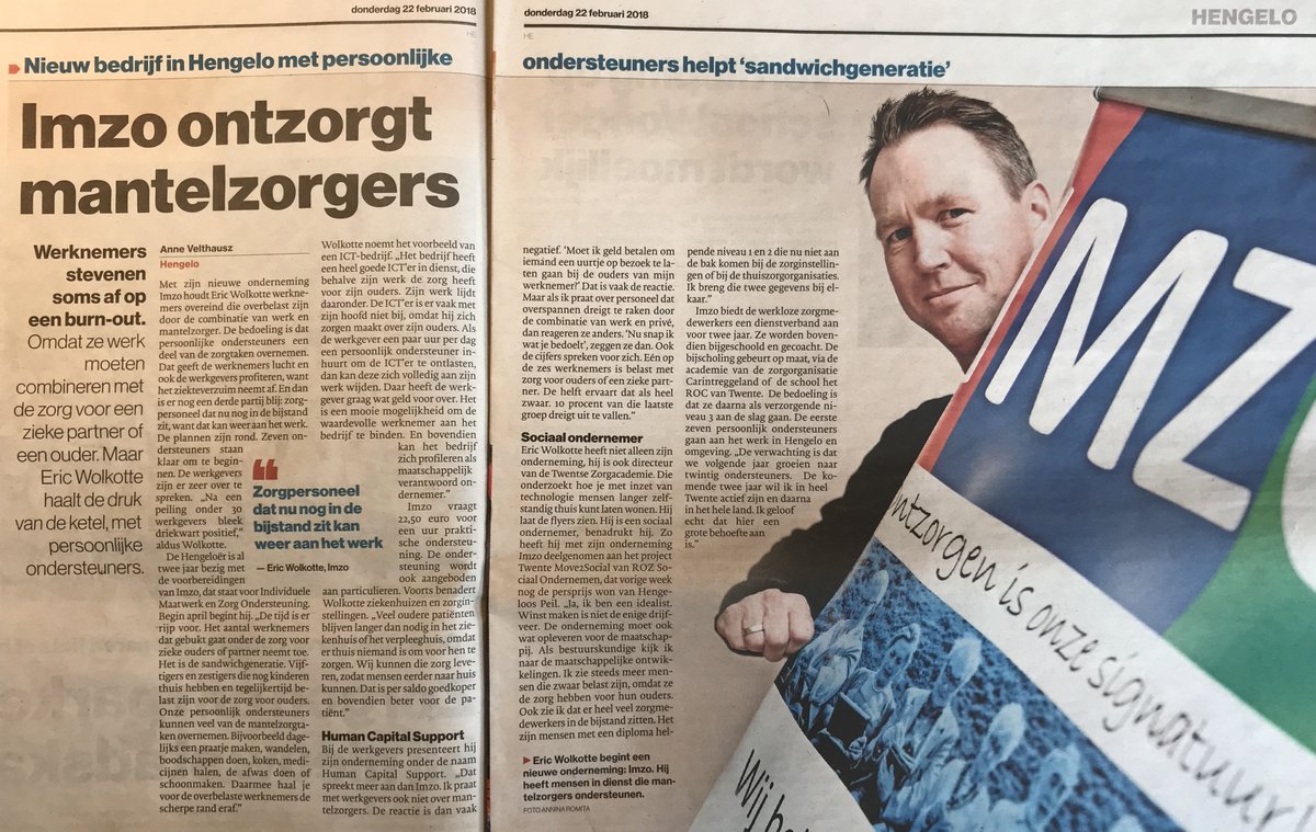 Vandaag een erg mooi artikel over IMZO en Human Capital Support in de TC Tubantia! Kunnen wij jou helpen óf ben je werkgever en wil je verzuim van waardevol personeel voorkomen? Het rekensommetje is snel gemaakt! We gaan graag me je in gesprek om de mogelijkheden te bespreken.