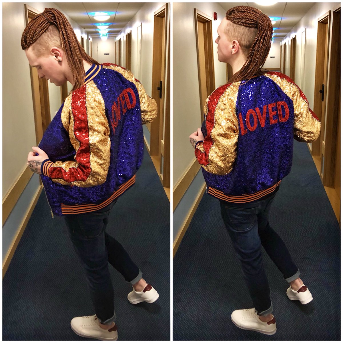 NathanWyburnArt's tweet photo. Every pun intended I LOVED my @brits outfit last night! #Brits #Britawards #brits2018 #outfit #sequins #glitter #sparkles #hair #hairstyle #ginge #ginger #redhead #redhair #gingerhair #braids #gingerbraids #braidedhair #braidsformen #braidsgang #braidstyle #gay #lgbt https://t.co/Rn0uX8UUP4