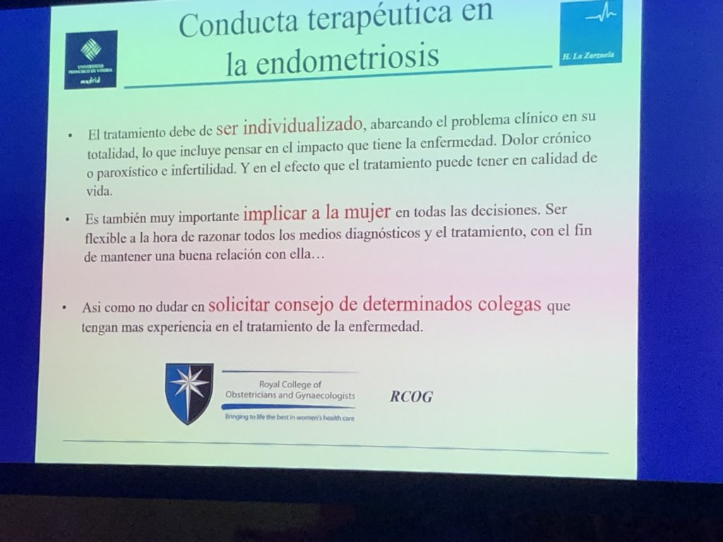 #jornadashmgabinete: Dr. Torres del #hospitalLaZarzuela hablando de la #endometriosis:el tratamienro debe ser individualizado, implicar a la paciente y debemos solicitar consejo de expertos@somossanitas #megustatrabajaraqui