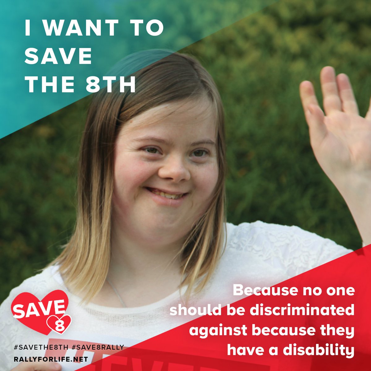 theRallyforLife's tweet photo. We are marching to SAVE the 8th because nobody should be discriminated against because they have a disability. #savelives #savethe8th

Be there on Saturday, 10th March @ 2pm, Parnell Square, Dublin 1 https://t.co/8YWsM2rgf4