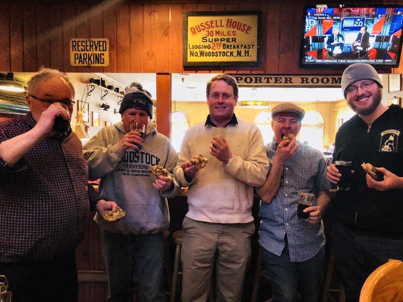 Here's our crew trying our new Sticky Bun Imperial Stout! 🍻❤ #ontapnow only at #woodstockinnbrewery! #wegotbunshun #sirmixalotreference #nhbeer #nhbrewers #nhbeertrail  #feelfreetobe