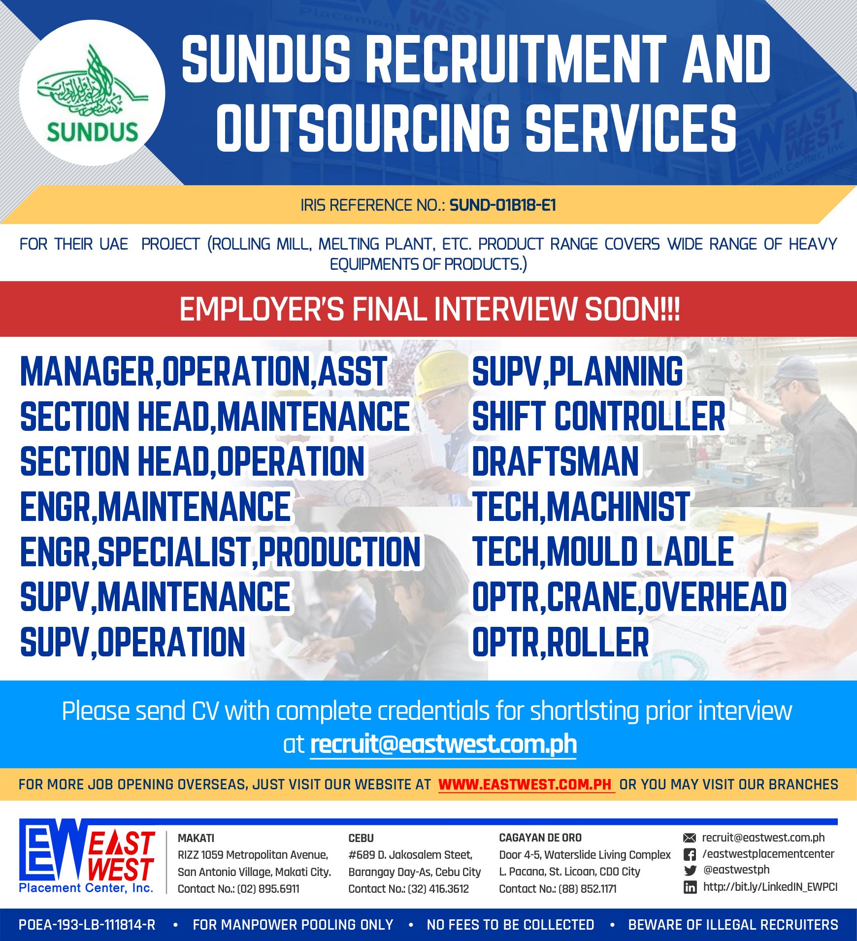 East West Agency on X: “Our client SUNDUS RECRUITMENT AND