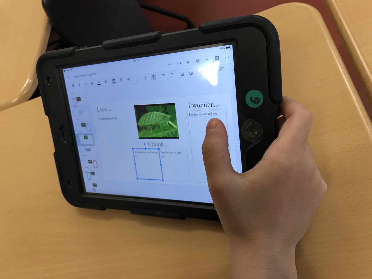 innovative_inq's tweet photo. Ss loved collaborating this morning on a Google Slides version of I see, I think, I wonder while tuning in to our new #HTWW unit. We aren't quite finished but they are eager to add more! #pyptech #inquiry #pypchat #edtech #googleEDU #appleteacher https://t.co/SyKqKN7l7B