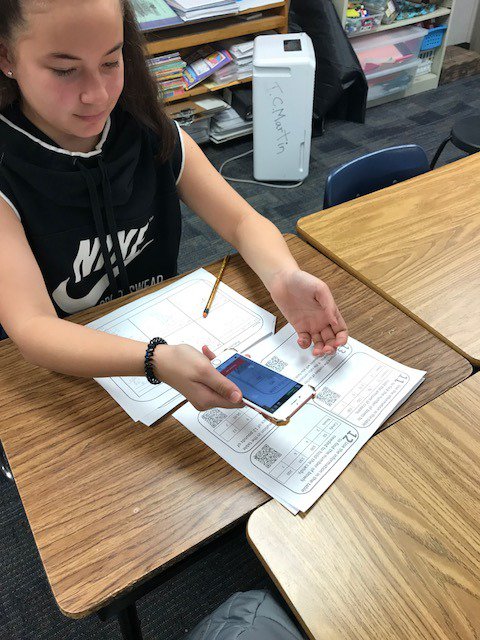 TigersTCMartin's tweet photo. How do you check your math? TC Martin 5th graders use QR codes to check theirs! 
#TechnologyInSchools https://t.co/V8d5wwyDaE