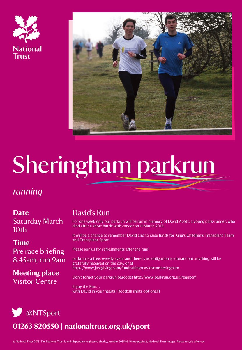 JEAcott23's tweet photo. Not long to go. Feel free to join us! @sherparkrun @SheringhamNT @TransplantSport @KingsLiverKids #DavidsRun #livelifegivelife https://t.co/8AcajeYZNn