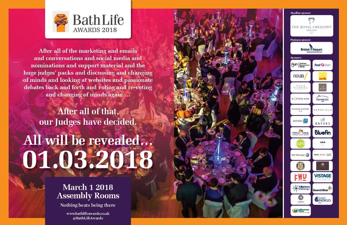 soVisionIT's tweet photo. 1 week to go until #BathLifeAwards and we could not be more excited! Good luck to all Finalists!
#ProudSponsor #ProudFinalist #soVisionIT @BathLifeAwards https://t.co/SXqjbGlmzV