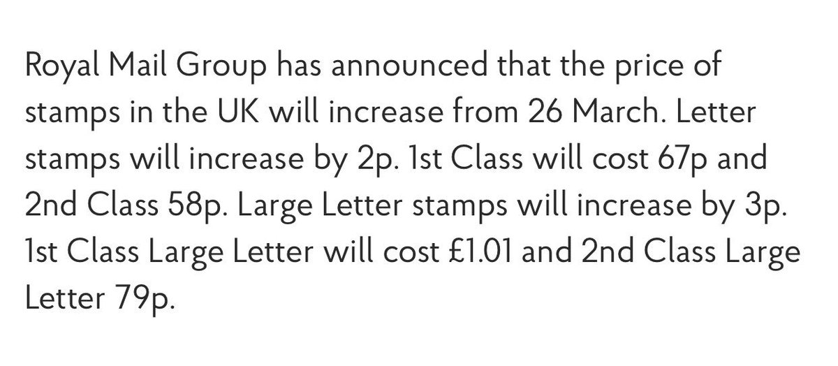 PostCabin's tweet image. Royal Mail price increase ..