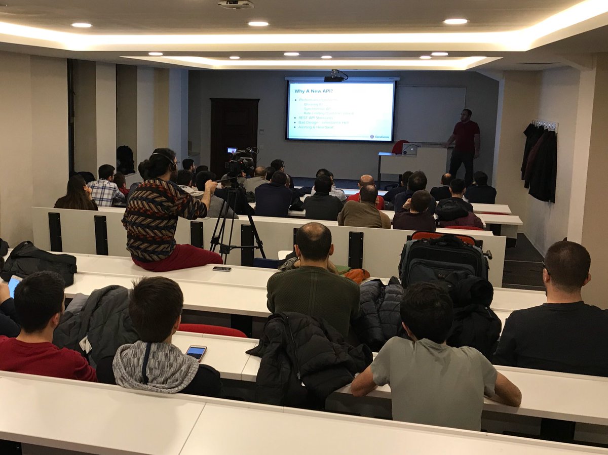 srhtcn's tweet photo. Today @OmerOzkan_ is talking about why and how @OpsGenie used #SpringFramework to build its new Rest API in İstanbul 
@IstanbulCoders @SpringMeetupIst @springcentral https://t.co/p1n7mumDo7