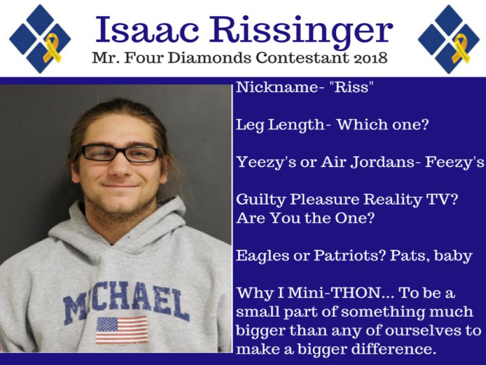 WarwickMiniTHON's tweet photo. Here's Issac, a Mr. Four Diamonds candidate! What will he do for a talent? Come see on Saturday at 7 PM!  @WHSstudentUNITE @WHS_Section https://t.co/H35Ira4Fi3