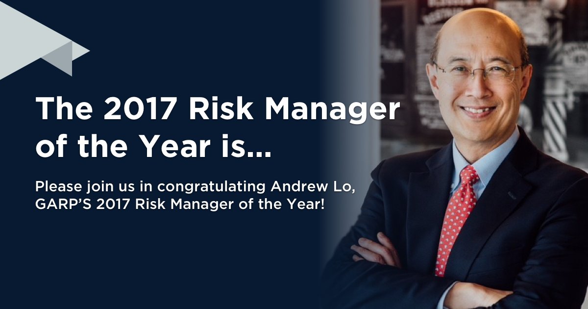 GARP (@garp_risk) on Twitter photo Congratulations to <a href="/MIT/">Massachusetts Institute of Technology (MIT)</a> professor <a href="/AndrewWLo/">Andrew W. Lo</a>, GARP's 2017 #Risk Manager of the Year! Meet Andrew Lo: bit.ly/2EMH9BW
Dr. Lo will accept his award at #GARPriskcon on March 6 Congratulations to <a href="/MIT/">Massachusetts Institute of Technology (MIT)</a> professor <a href="/AndrewWLo/">Andrew W. Lo</a>, GARP's 2017 #Risk Manager of the Year! Meet Andrew Lo: bit.ly/2EMH9BW
Dr. Lo will accept his award at #GARPriskcon on March 6