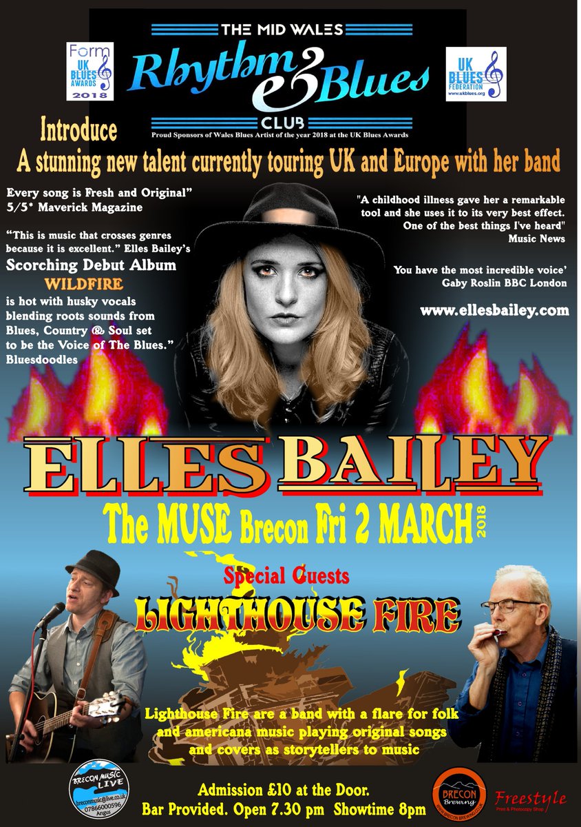 BreconMusic's tweet image. Live music @TheMuse_Brecon with @EllesBailey &amp;amp; @LighthouseFire_  Fri March 2nd -- @HolidayinBrecon @breconcottages @VisitBeacons @BreconLibrary @midwalesrandb @VisitMidWales @chrisishabit @TartanCowboy @Mandocello @WelshConnect @DavidMeacham19 @yderi @PowysRetweets @visitwales