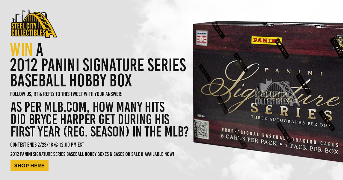 SCCTradingCards's tweet photo. Follow us, RT, &amp; answer for your chance at a 2012 Panini Signature Series BB Hobby box! Ends 2/23/18 @ 12PM EST! https://t.co/32JVFJ76wg | #MLB https://t.co/U9tHoLWHS3