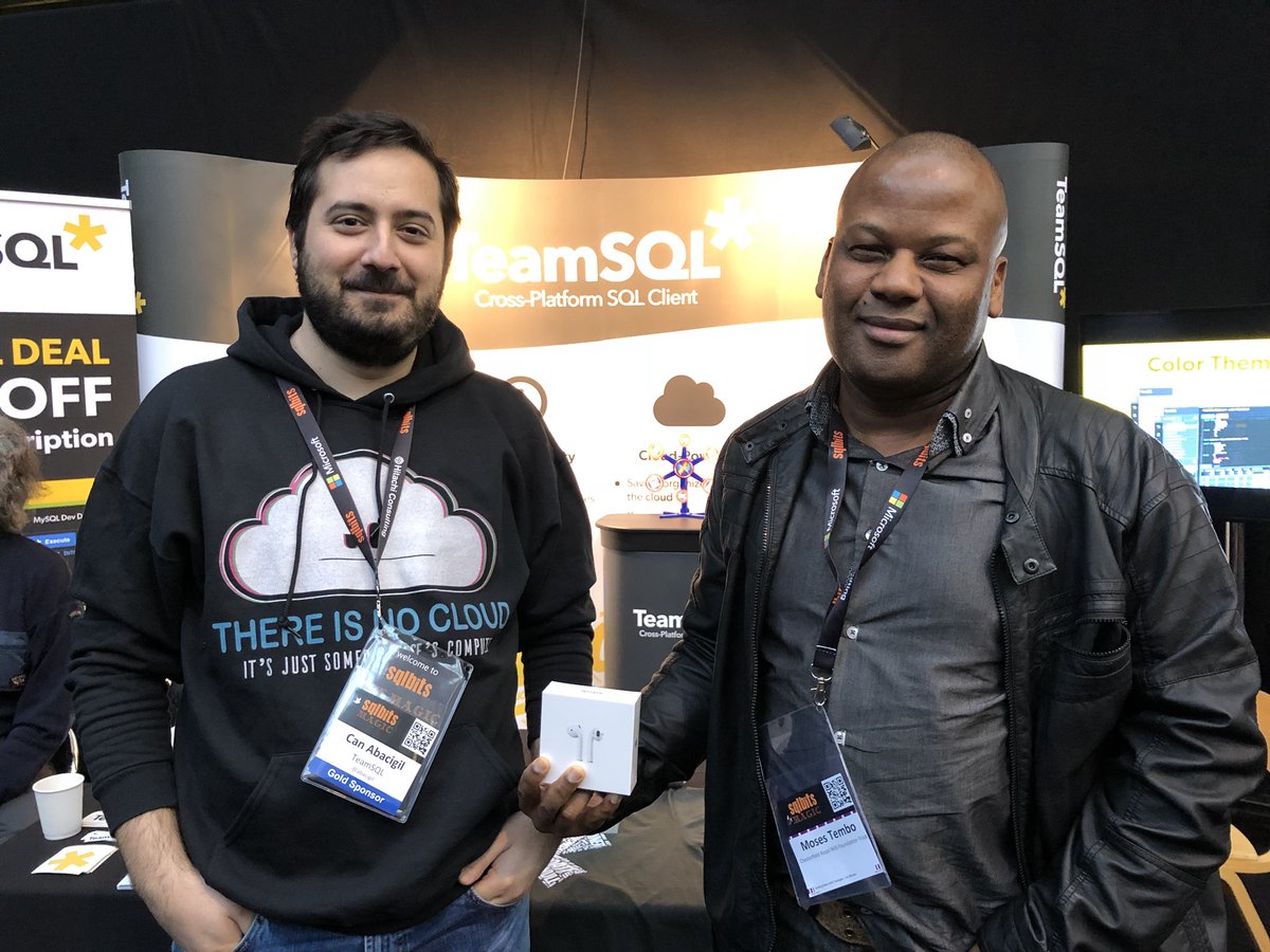 getdatarow's tweet image. Apple Airpod winner is Moses Tembo! #teamsql #SQLBits