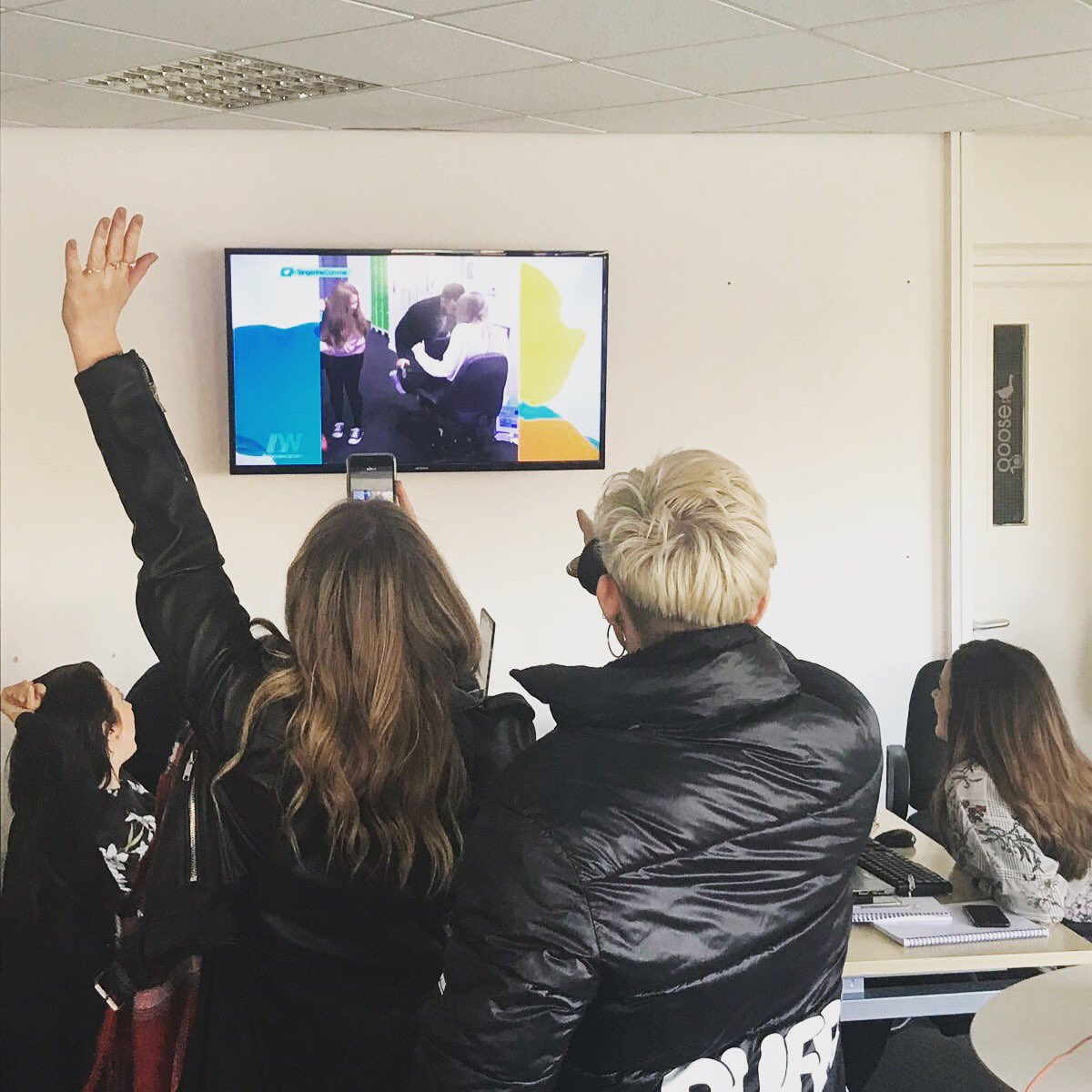 Don’t mind us. Just watching ourselves on <a href="/loosewomen/">Loose Women</a> 🤭🤭
We really did make Office Curling a thing...
