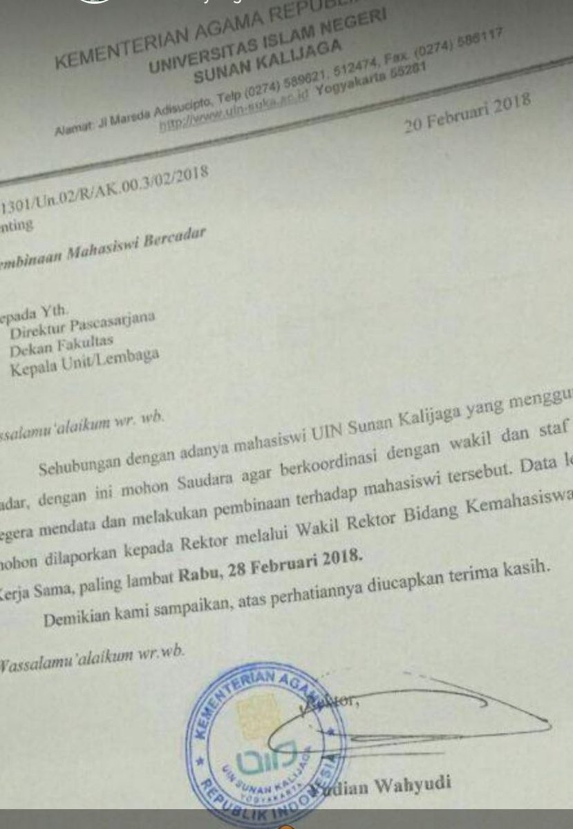 BemDiy's tweet photo. Ini dapat kiriman. Surat terkait wanita yg menggunakan cadar di UIN. Monggo di respon...
#forumbemdiy #fbd #bemdiy #BemDiy #toleransi #bhinekatunggalika https://t.co/fZvcNkBYRT