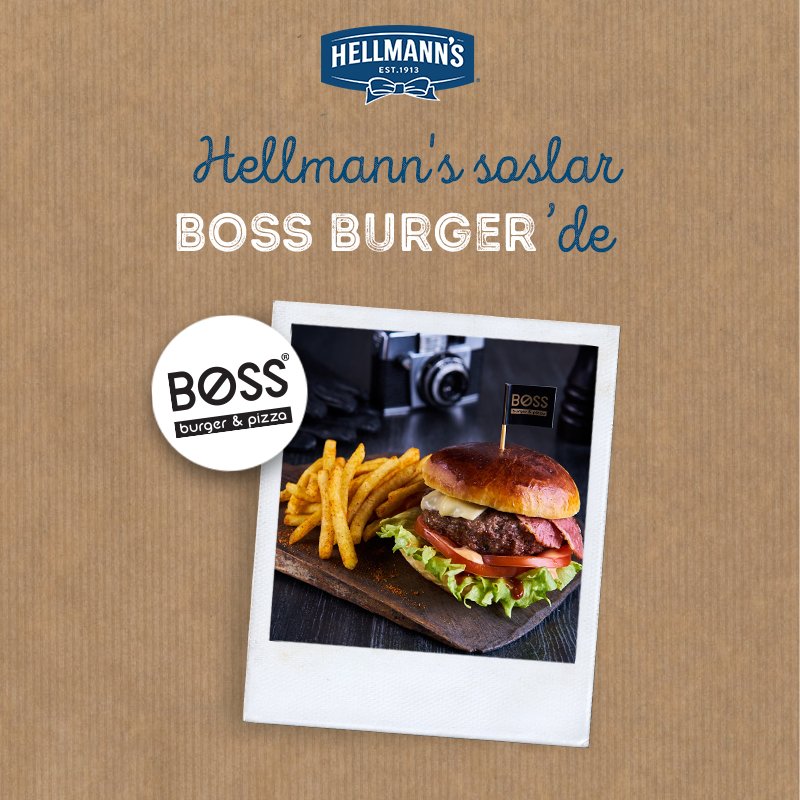 burgerfestTR's tweet photo. Burgerlerin patronuna, sosların patronu yakışır 😎 Hellmann's soslar artık Boss Burger'de! https://t.co/vLAXPsLSBU