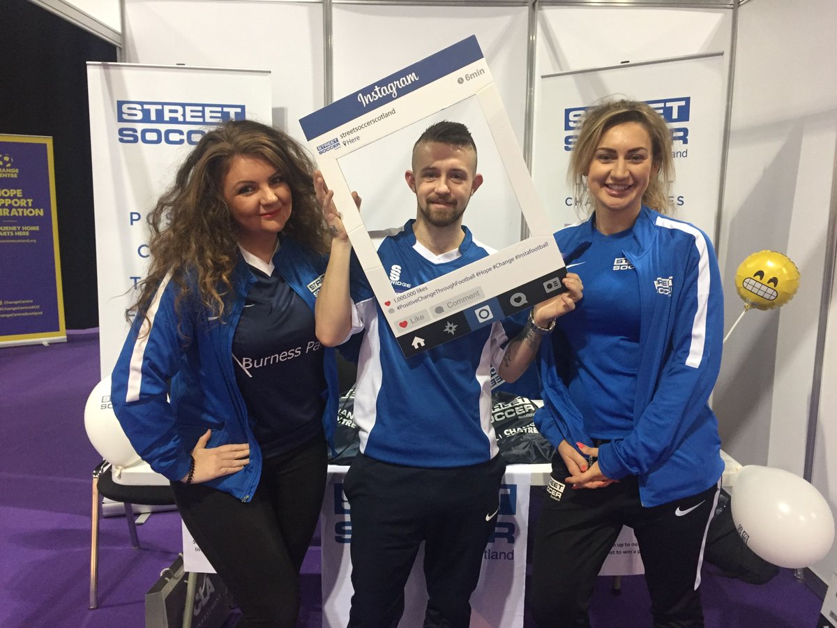 scvotweet's tweet photo. "It's lovely to catch up with so many charities - we'd love it if attendees all came by our stand to have a kick in the Hexagol!" - @streetsoccerSCO , #scvogathering exhibitors https://t.co/iGfMnsStOL