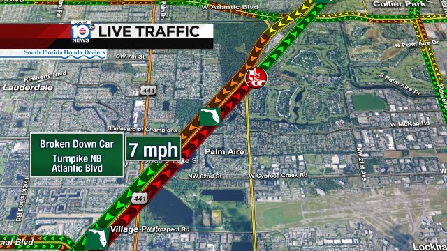 Crash on Turnpike NB approaching Atlantic Blvd #traffic https://t.co/hWeNUiHkGu