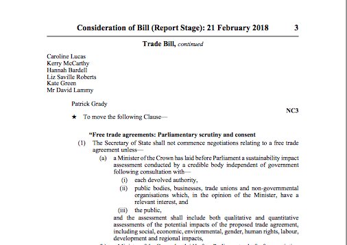 CarolineLucas's tweet image. Government’s Trade Bill needs to ensure, not undermine, democratic legitimacy of new trade deals – otherwise, who is ‘taking back control’? Please ask your MP to sign my amendment NC3, to subject all new trade deals to parliamentary scrutiny &amp;amp; consent: publications.parliament.uk/pa/bills/cbill…