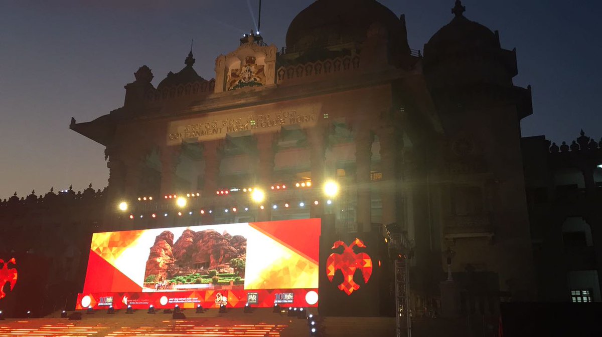 phase1xperience's tweet photo. The Vidhana Soudha looks beautiful all lit up! Phase 1 is proud to be a part of Biffes 2018! #phase1experiences #events https://t.co/GlNVujOpe8