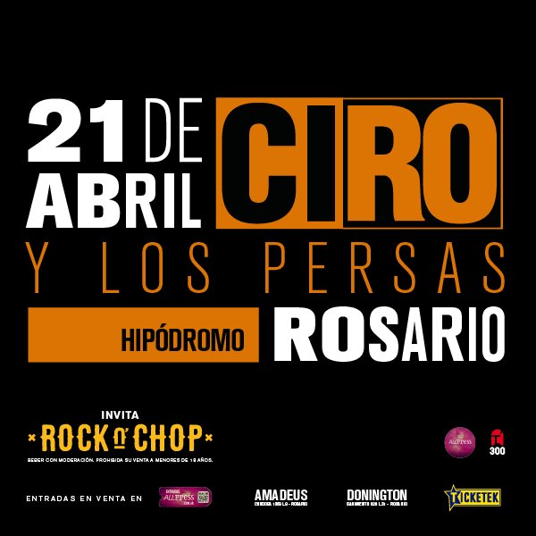 ¡SÁBADO 21 DE ABRIL EN EL HIPÓDROMO DE ROSARIO!
Entradas a la venta en Amadeus, Donnington, entradas.allpress.com.ar y por Ticketek.