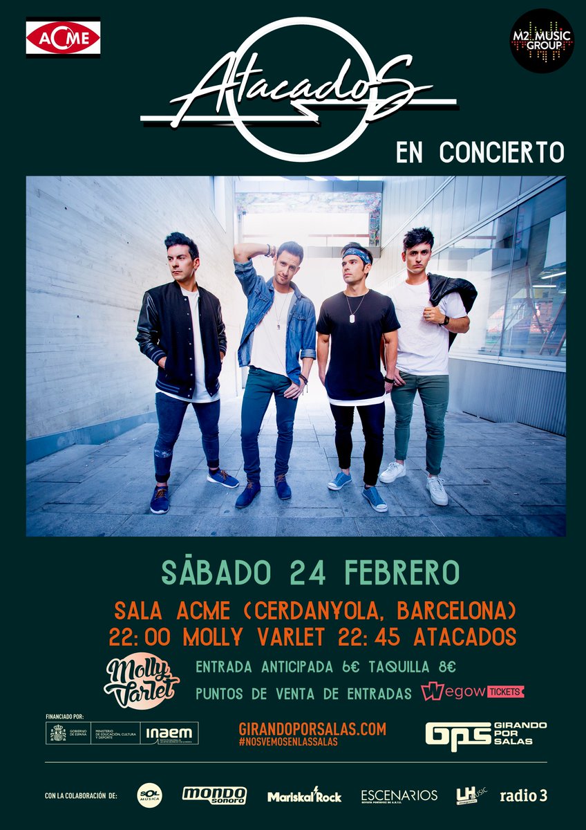 AtacadosOficial's tweet photo. ¡Familia este fin de semana volvemos a la carretera!! 🚐🚐🚐 nos vemos en @salamanolita de Lleida este viernes y el Sábado en la sala  @SALAACME de Cerdanyola (Barcelona).
 #TavernaDelsSomnis y @Molly_Varlet artistas invitados😃😃
Entradadas en https://t.co/06KZYg7ibJ https://t.co/n9FbRvEfjI