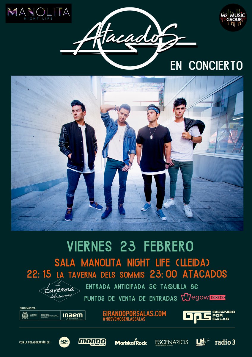 ¡Familia este fin de semana volvemos a la carretera!! 🚐🚐🚐 nos vemos en <a href="/salamanolita/">Manolita Night Life</a> de Lleida este viernes y el Sábado en la sala  <a href="/SALAACME/">Alberto García Dom</a> de Cerdanyola (Barcelona).
 #TavernaDelsSomnis y <a href="/Molly_Varlet/">Molly Varlet</a> artistas invitados😃😃
Entradadas en atacadosoficial.com/tour/