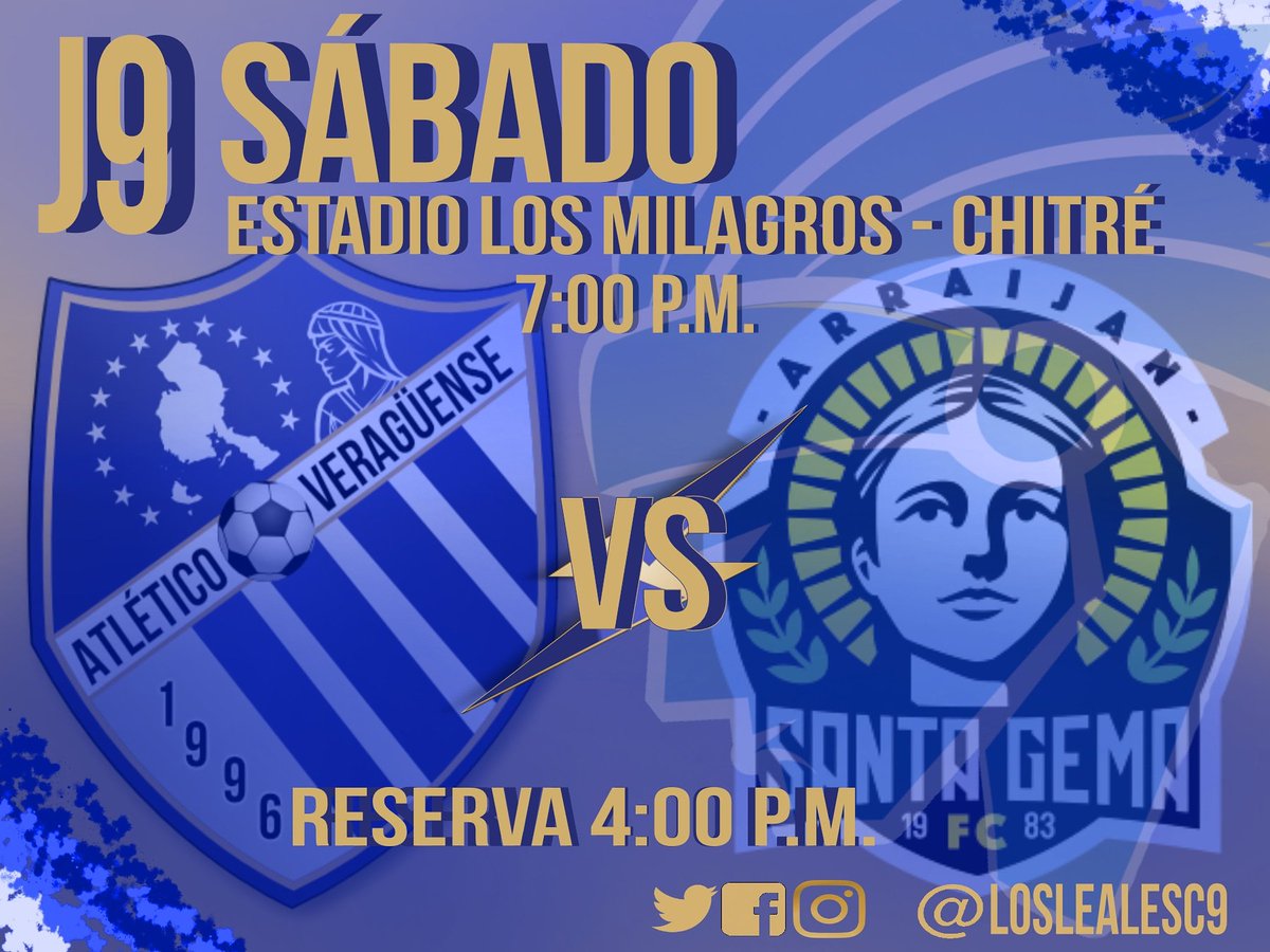 ¡¡¡ JORNADA 9 !!!
SÁBADO 24 DE FEBRERO
7:00 pm
ESTADIO LOS MILAGROS
CHITRÉ
#losleasc9 
#veraguensesoy